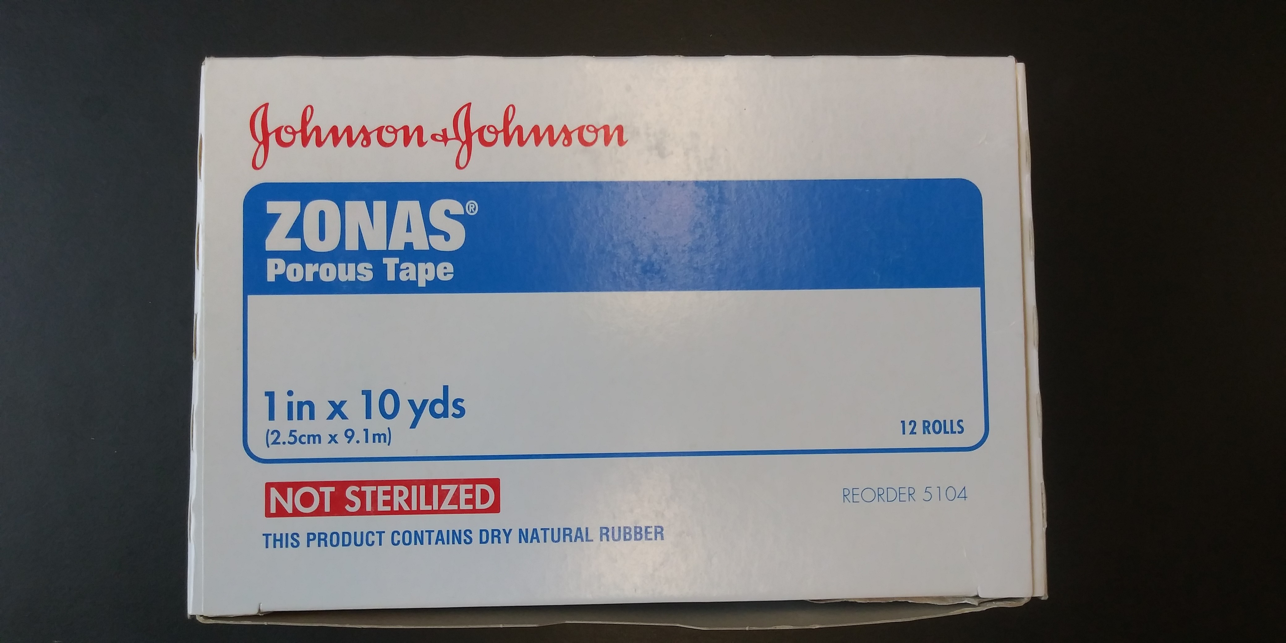 JOHNSON & JOHNSON 1 in x 10 yards Zonas Porous Tape, Box of 12 rolls