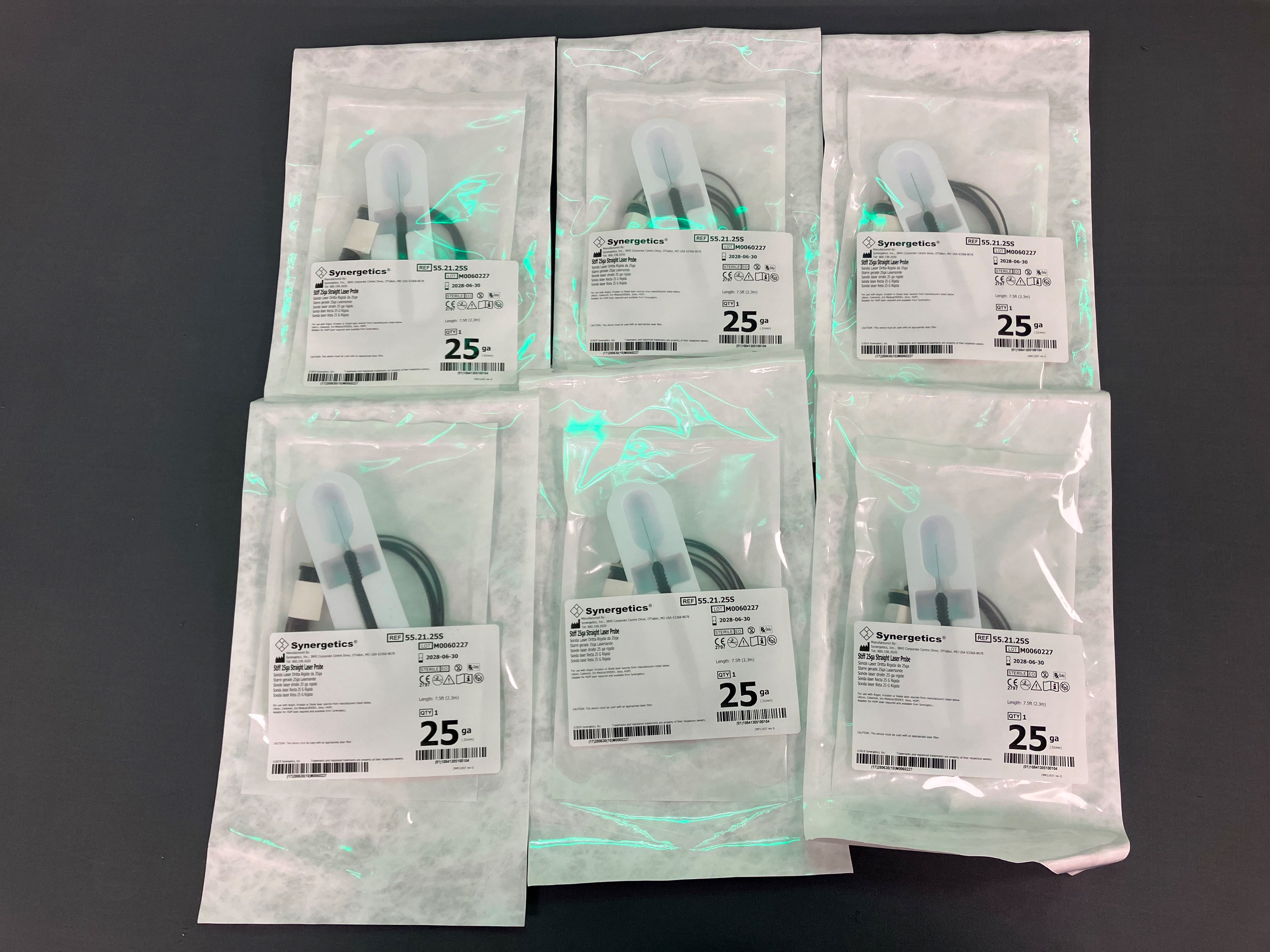Synergetics Stiff 25ga Straight Laser Probe – Lot of 6