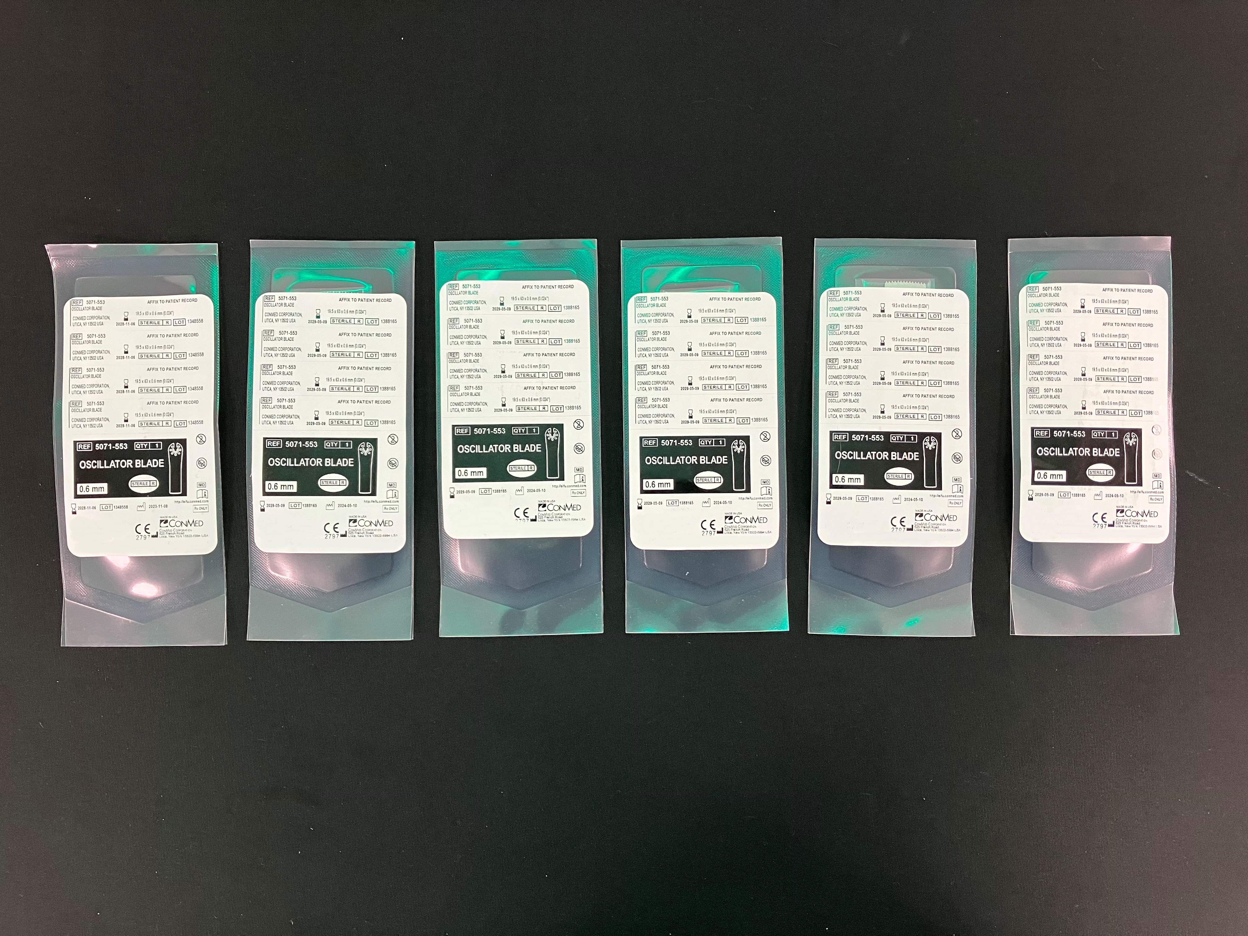 Conmed Hall 5071-553 Oscillator Blade 19.5 x 63 x 0.6 mm - Lot of 6