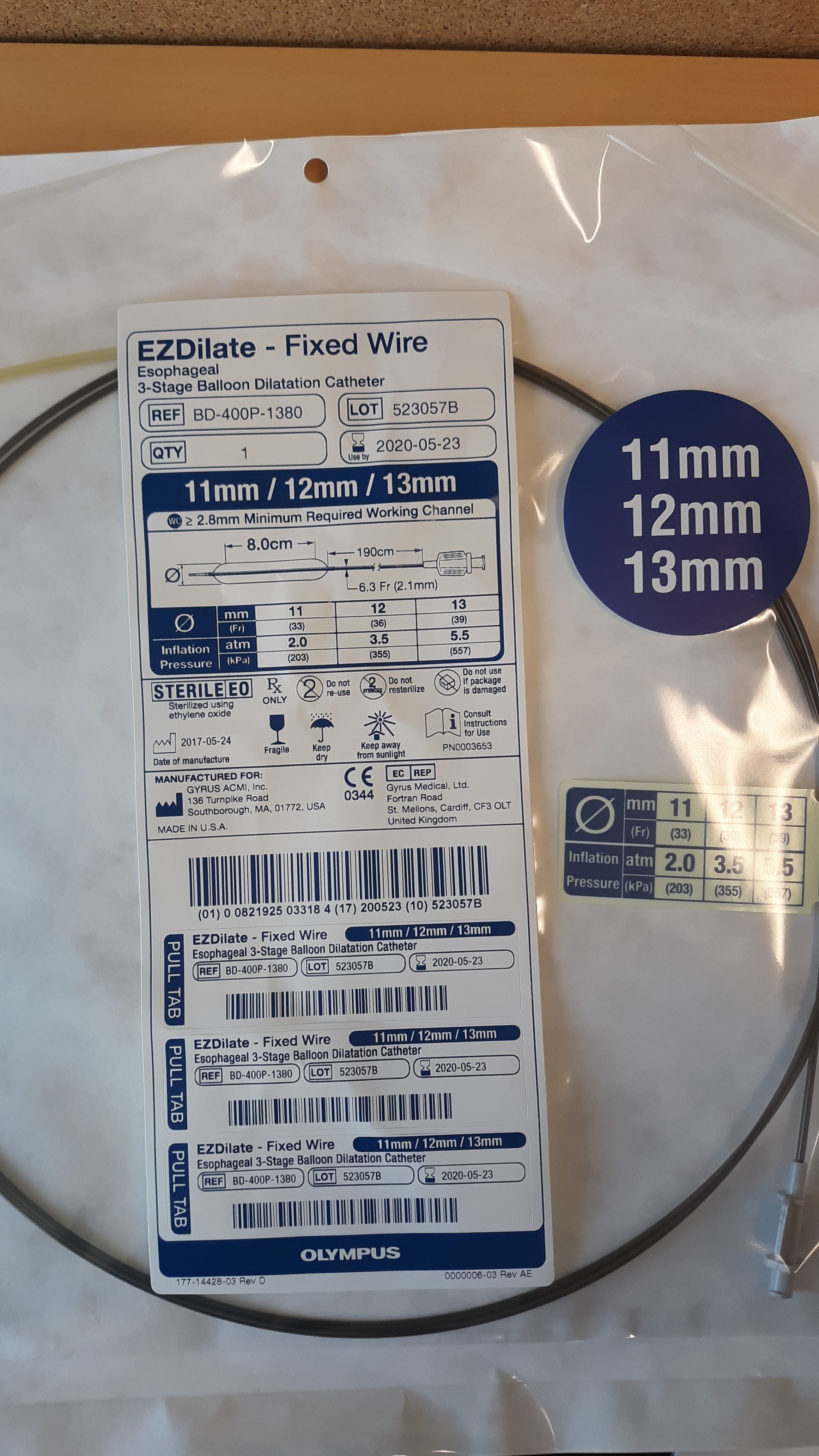 OLYMPUS 11mm REF 1175-10 Olympus EZDilate 3-Stage Dilation Catheter